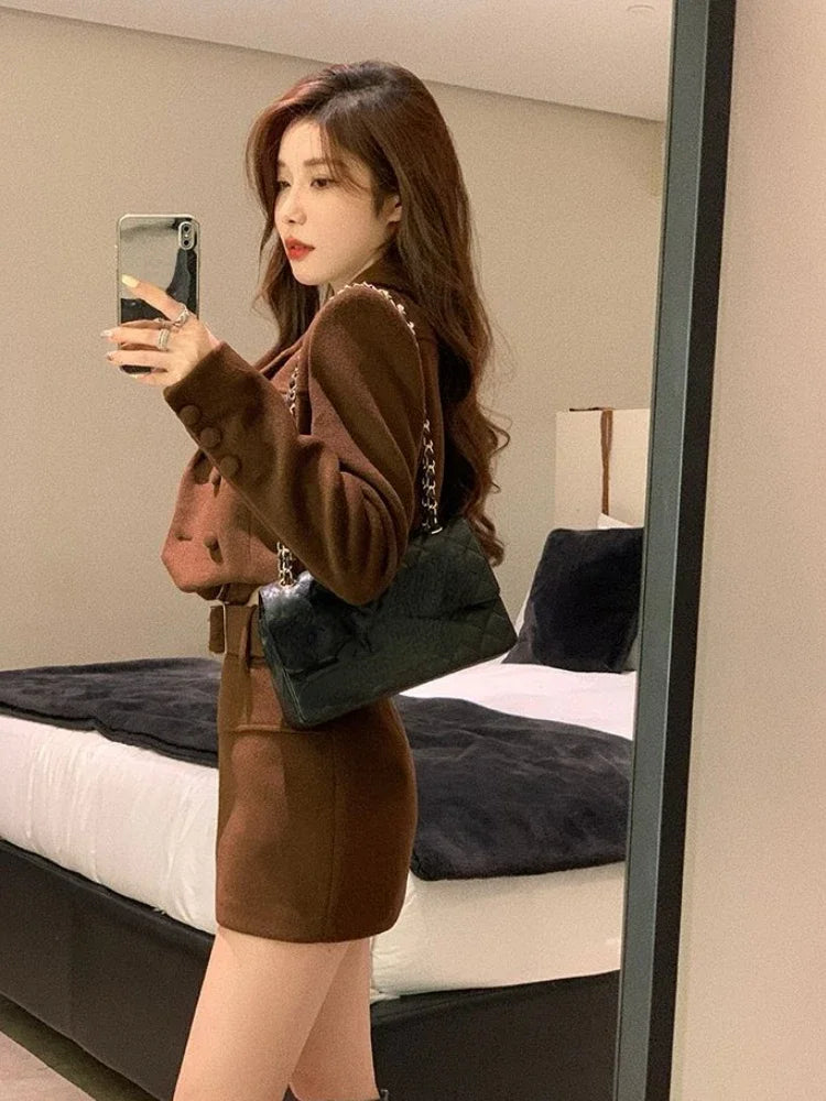 Voguable 2024 Summer Warm Short Coat + Slim Sexy Vest + Bodycon Y2k Mini Skirt Korean Fashion 3 Piece Set Elegant Clothing Woman Chic voguable