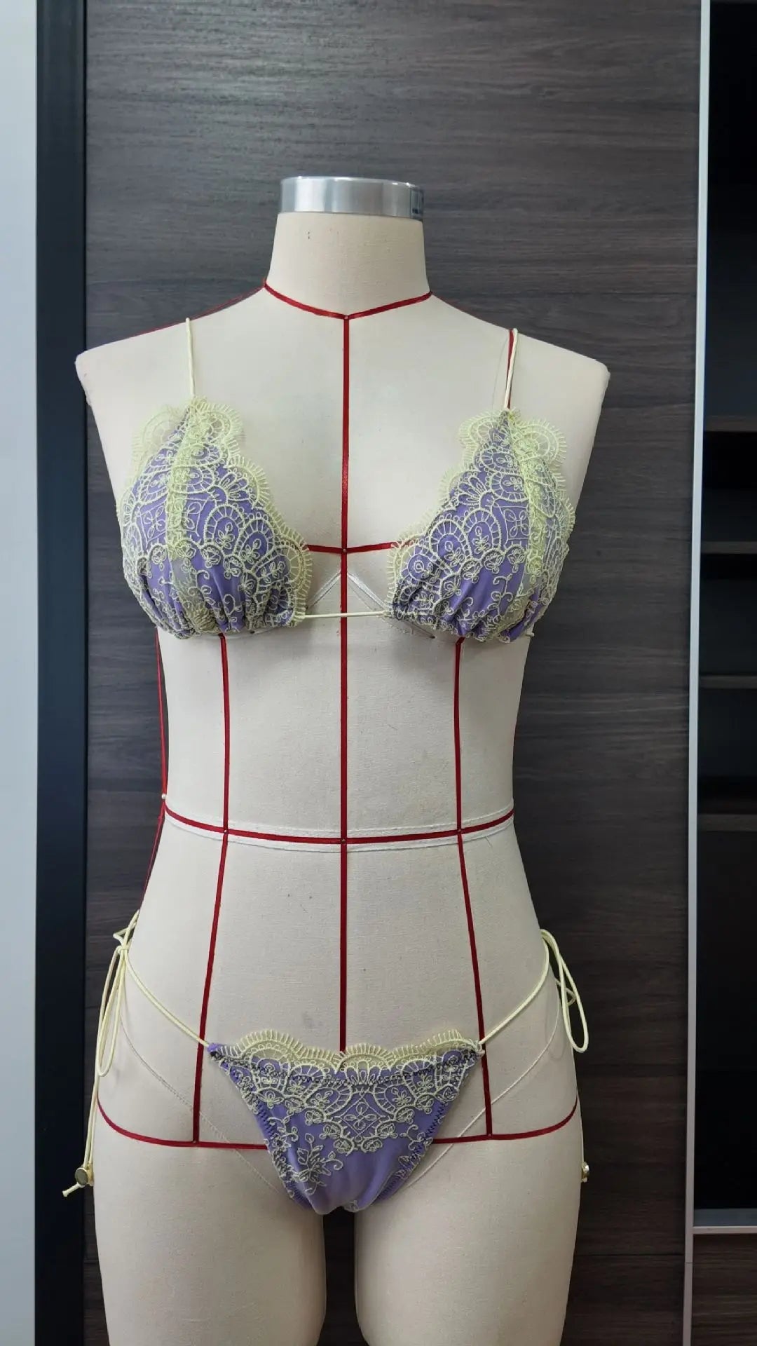 Voguable  Sexy Backless Hollow Lace Bikinis Patchwork Swimsuit Women Bathing Suits Bandage Swimwear Mujer Beachwear Triangle Bikini Set voguable