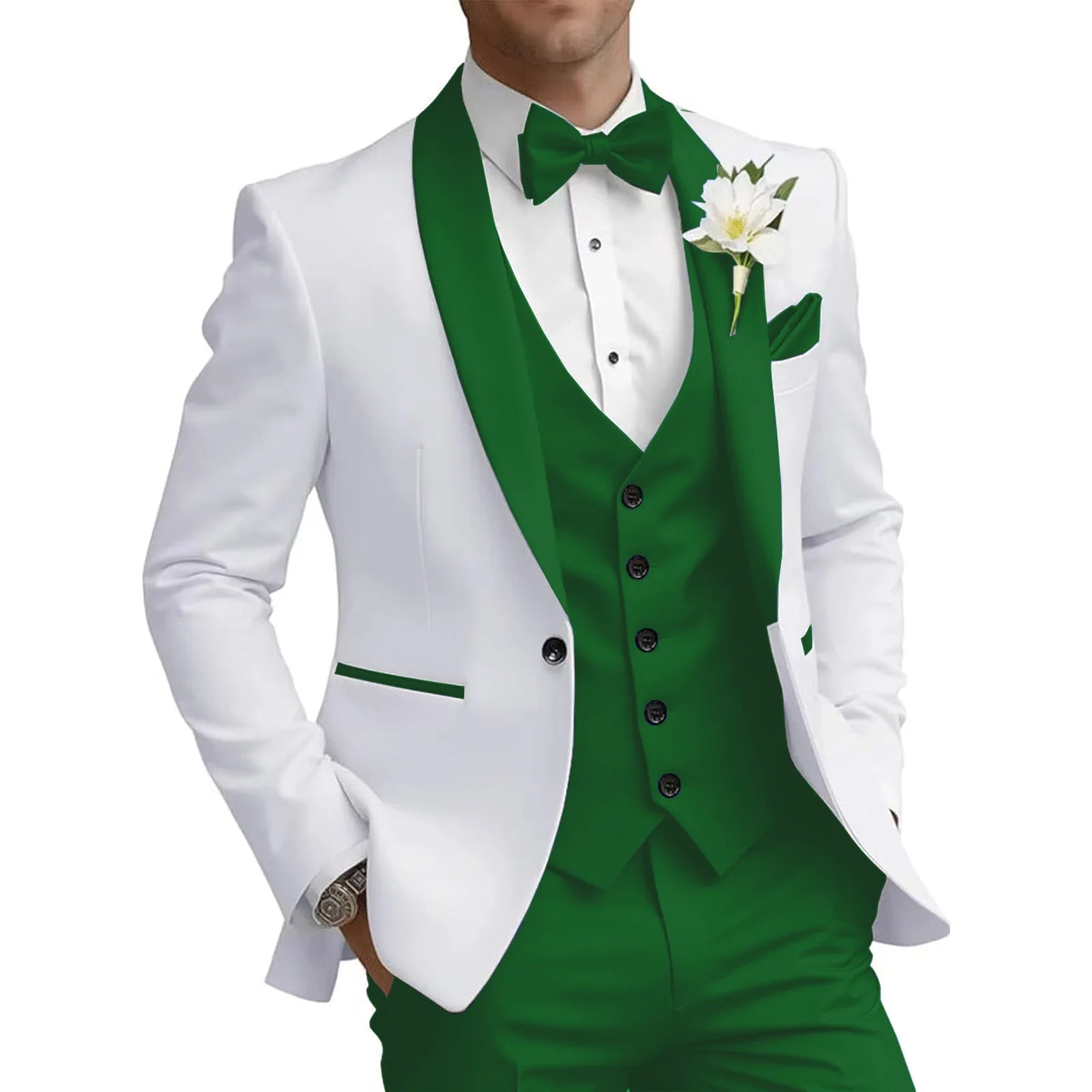Voguable  Dark blue New Men's 3 Piece Suit Business Formal Set Groom & Groomsman Wedding Suit Elegant Prom & Party Outfit voguable