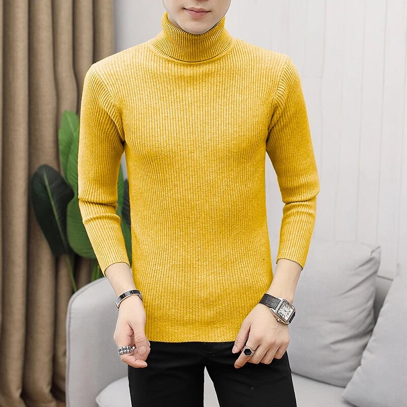 Autumn and Winter  Men's Turtleneck Sweater Male  Version Casual All-match Knitted  Sweater voguable