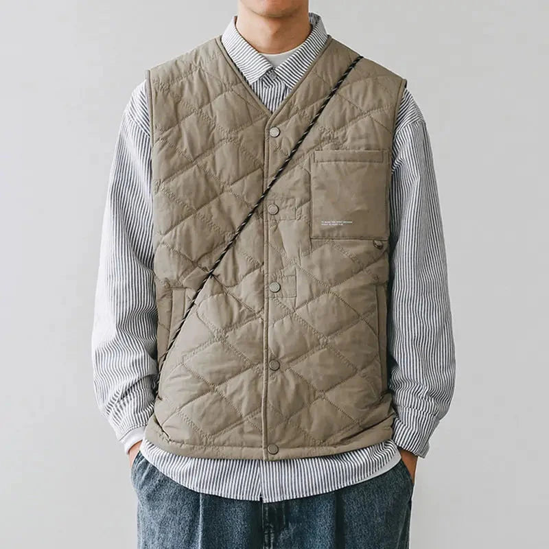 Cotton-layered Fashionable Vest Men with Autumn Winter Simple Casual Light Heated Inner Vest Cardigan Work Vest Top Aesthetic voguable