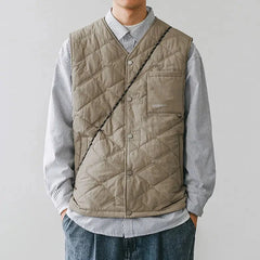 Cotton-layered Fashionable Vest Men with Autumn Winter Simple Casual Light Heated Inner Vest Cardigan Work Vest Top Aesthetic voguable