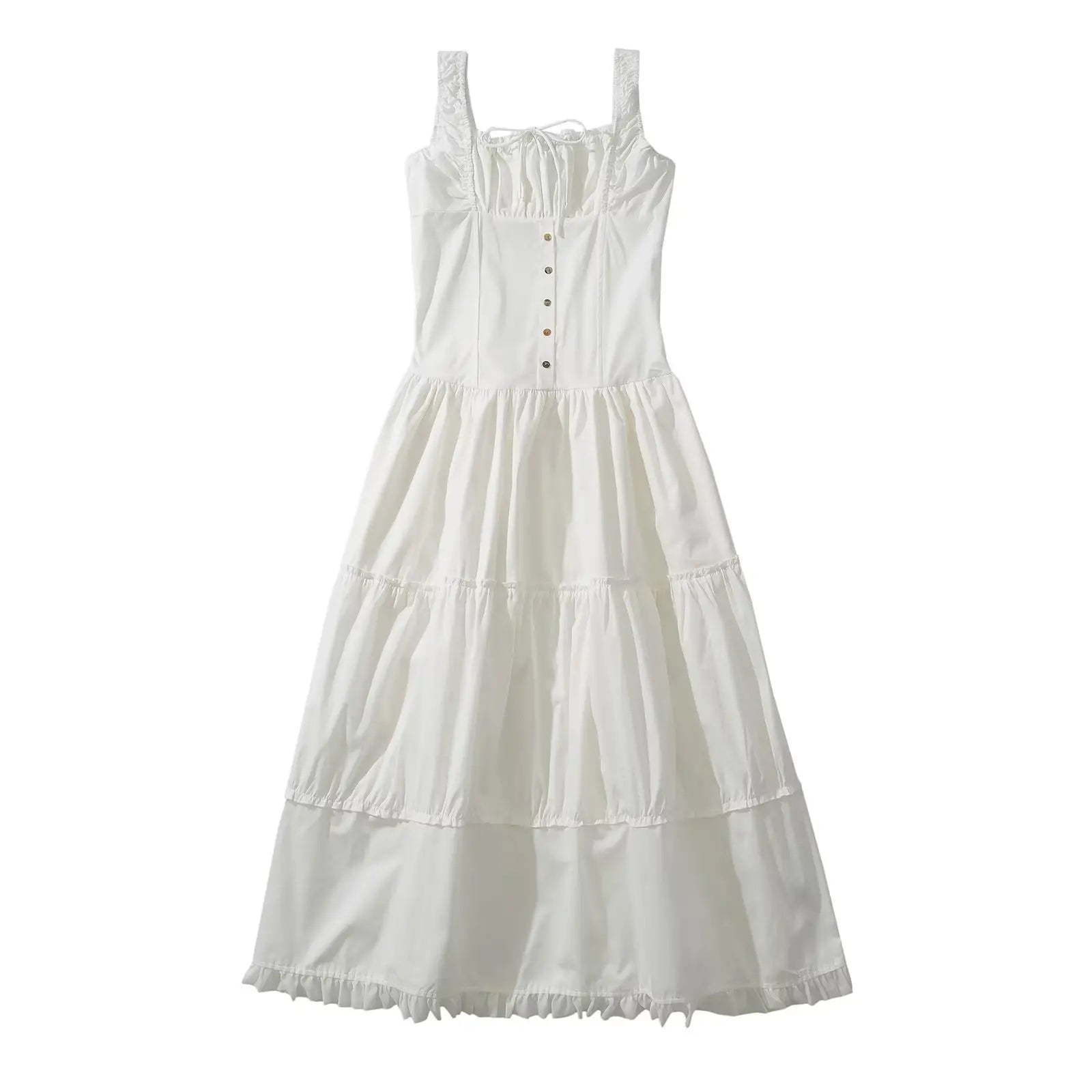 YENKYE Women Sexy Ruched Chest Corset Style Sling Long Dress Low Waist Sleeveless Female Holiday Summer Robe voguable