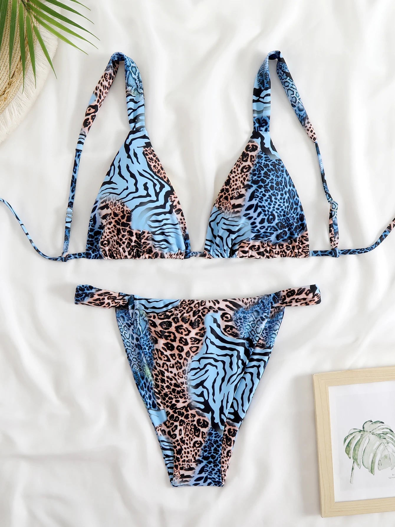 Voguable  Brazilian Thong Bikinis Strappy Swimsuit Women Sexy Printed Swimwear Female Bathers Swimming Bathing Swimming Swim Suit voguable