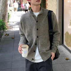 Japanese Vintage Cardigan Coats Light Luxury Knitted Lapel Long Sleeve Men Sweater Jacket Leisure Premium Quality Knitwear M-3XL voguable