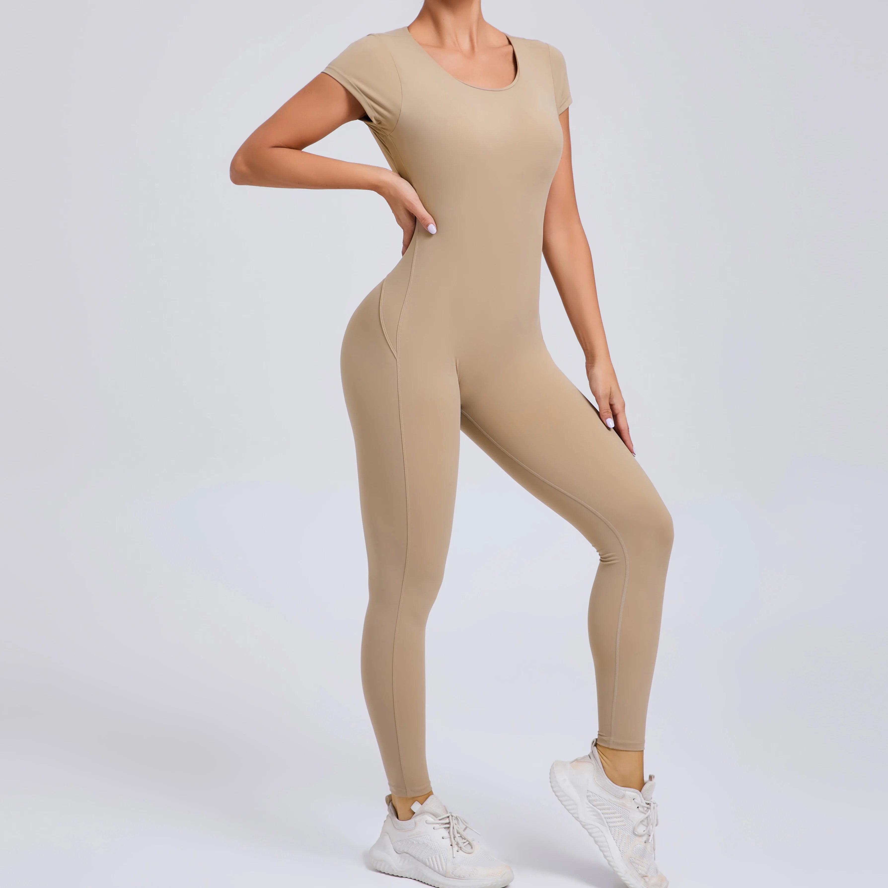Voguable  One-piece Yoga Padded Backless Suit Female Rompers Quick Dry Yoga Clothing Workout Bodysuits Scrunch Sports Jumpsuit Women voguable