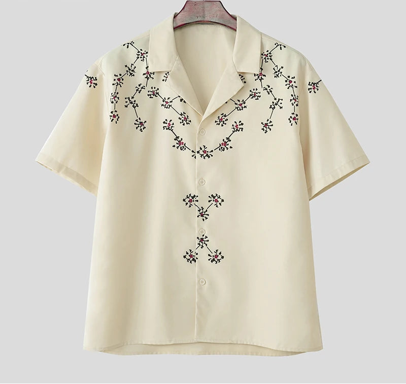 Men Shirt Floral Printing Summer Korean Men Clothing Lapel Short Sleeve Oversize Fashion Casual Shirts Streetwear voguable
