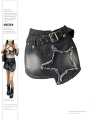 Voguable  2000s Sreetwear Clothes Summer Women Black Gothic Denim Skirts Harajuku Mini Jean Skirt Vintage Y2k Aesthetic Oversize Skirt voguable
