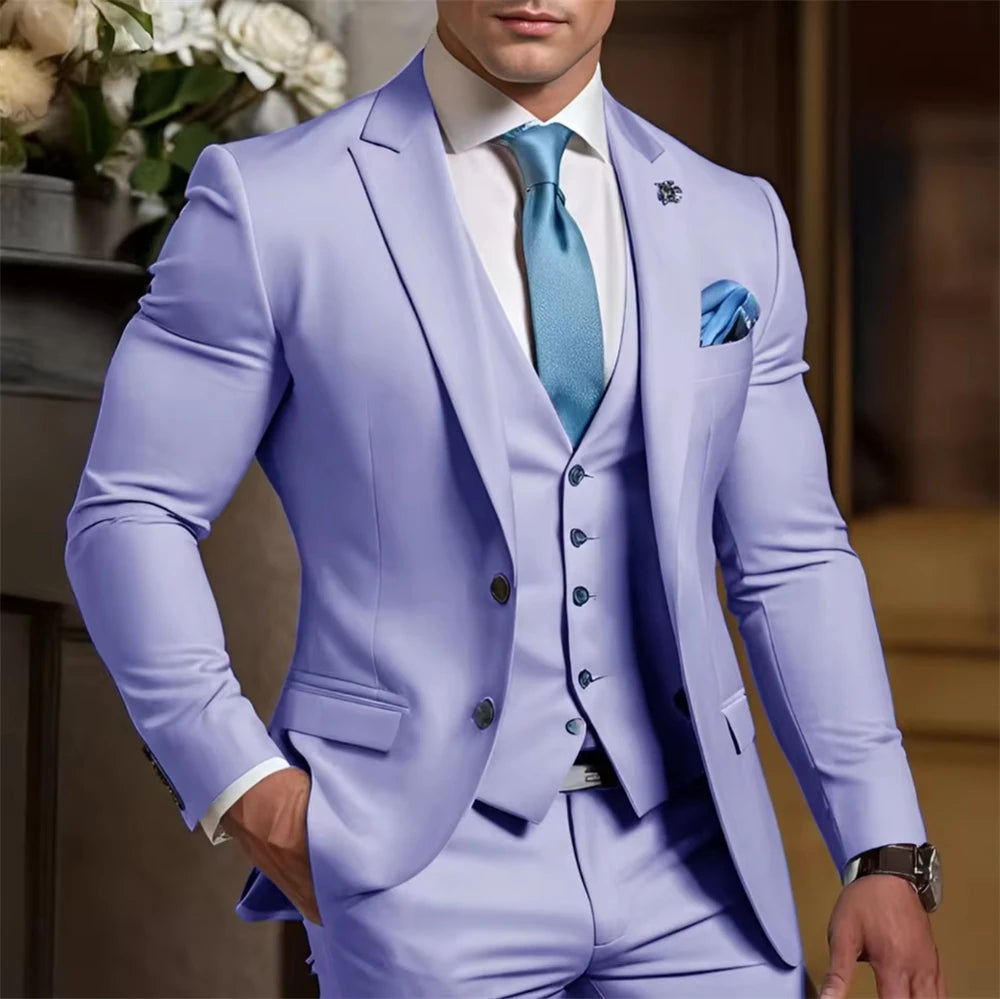 Voguable  Elegant Suit for Best Man Tailor Made Formal Men's Suit 3 Piece Blazer Vest Pant Suits Wedding Tuxedo Groom Custom Outfit Party voguable