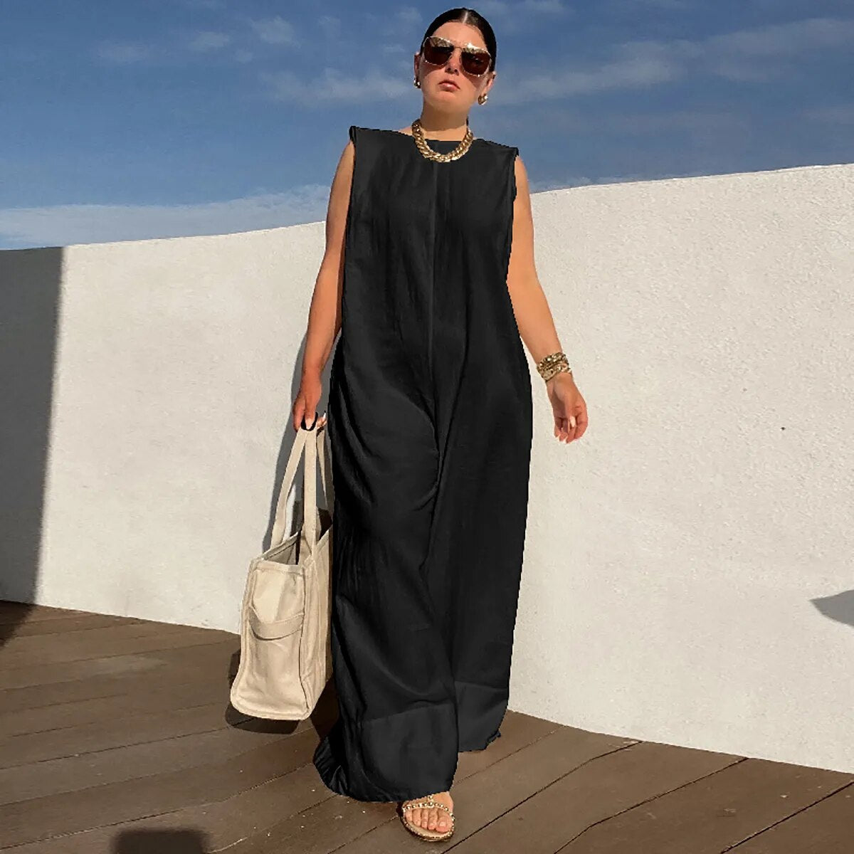 Solid Color Sleeveless Wide Leg Fitness Summer Fashion Female Loose White Black Casual Cool Jumpsuits for Women voguable