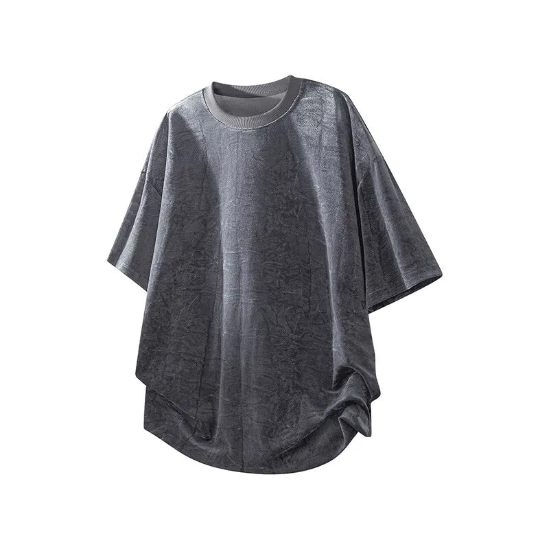New Mens Loose Fit Round Neck Tshirt Soft Drape Fabric Short Sleeve Casual Top Trendy Streetwear Breathable Lightweight Tee Hot voguable