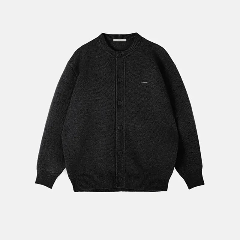 Simple Elegant Cardigan Personalized Solid Color Round Neck Sweater Jacket Autumn Winter Loose Knitted Cardigan Cityboy Knitwear voguable