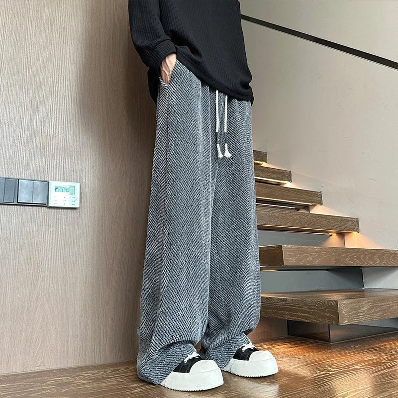 Autumn Casual Pants Men Fashion Retro Striped Pants Men Streetwear Hip-hop Loose Wide Leg Pants Mens Vintage Trousers M-3XL voguable