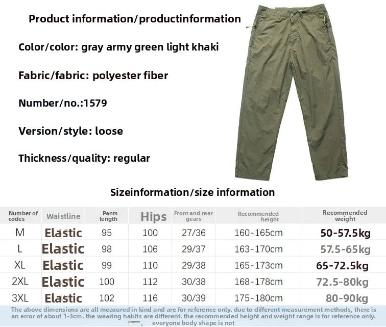 Voguable  Outdoor Men's Casual Pants Thin Workwear Loose Fit Quick Dry Straight Leg Trousers Lightweight Windproof Summer Fashion voguable