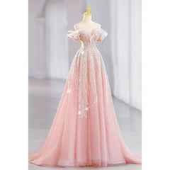 Voguable  New Dream Pink Princess Evening Dress The Bride Is Long and Slim Paillette Sexy Formal Dress Women Elegant Evening Dresses voguable