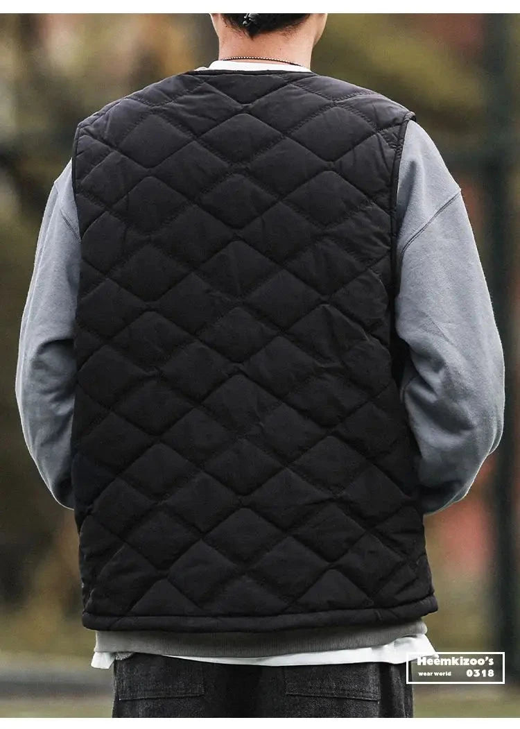 Cotton-layered Fashionable Vest Men with Autumn Winter Simple Casual Light Heated Inner Vest Cardigan Work Vest Top Aesthetic voguable