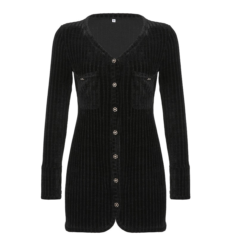Black Velvet V-Neck Evening Party Short Dress mysite