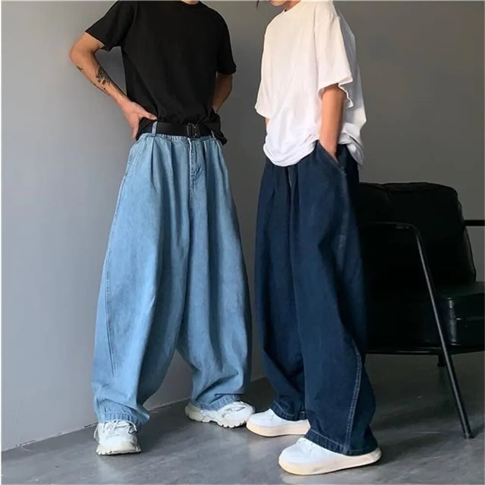 Straight Jeans Men Blue Loose Denim Trousers Neutral Y2K Jean Streetwear Casual Wide Jeans Mans Women Pants men Baggy men jeans voguable