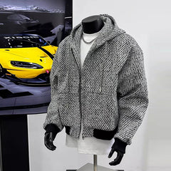New Autumn Men Textured Hooded Sweatshirt Jacket Light Luxury Harajuku Zip-up Leisure Fashion Long Sleeve Hoodie Crop Coat M-2XL voguable