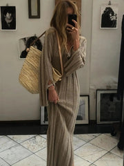 Voguable  Longer Dress Women Wool Jumpers Winter Fashion V-Neck Knitwears Full Sleeve Ladies Dresses ribbed knit midi dress voguable