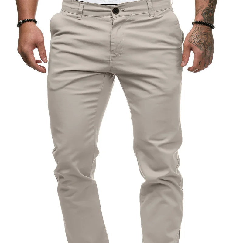 Voguable  Men the Four Seasons New Trendy Vintage High Waist Casual Pants Button Zipper Pockets Spliced Straight Pants Versatile Trousers voguable