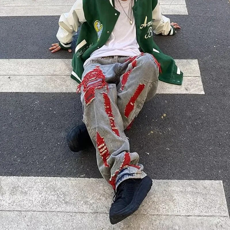 Ropa Grunge Y2K Streetwear Baggy Ripped Stacked Jeans Pants For Men Straight Women Old Loose Denim Trousers Vetements Homme voguable