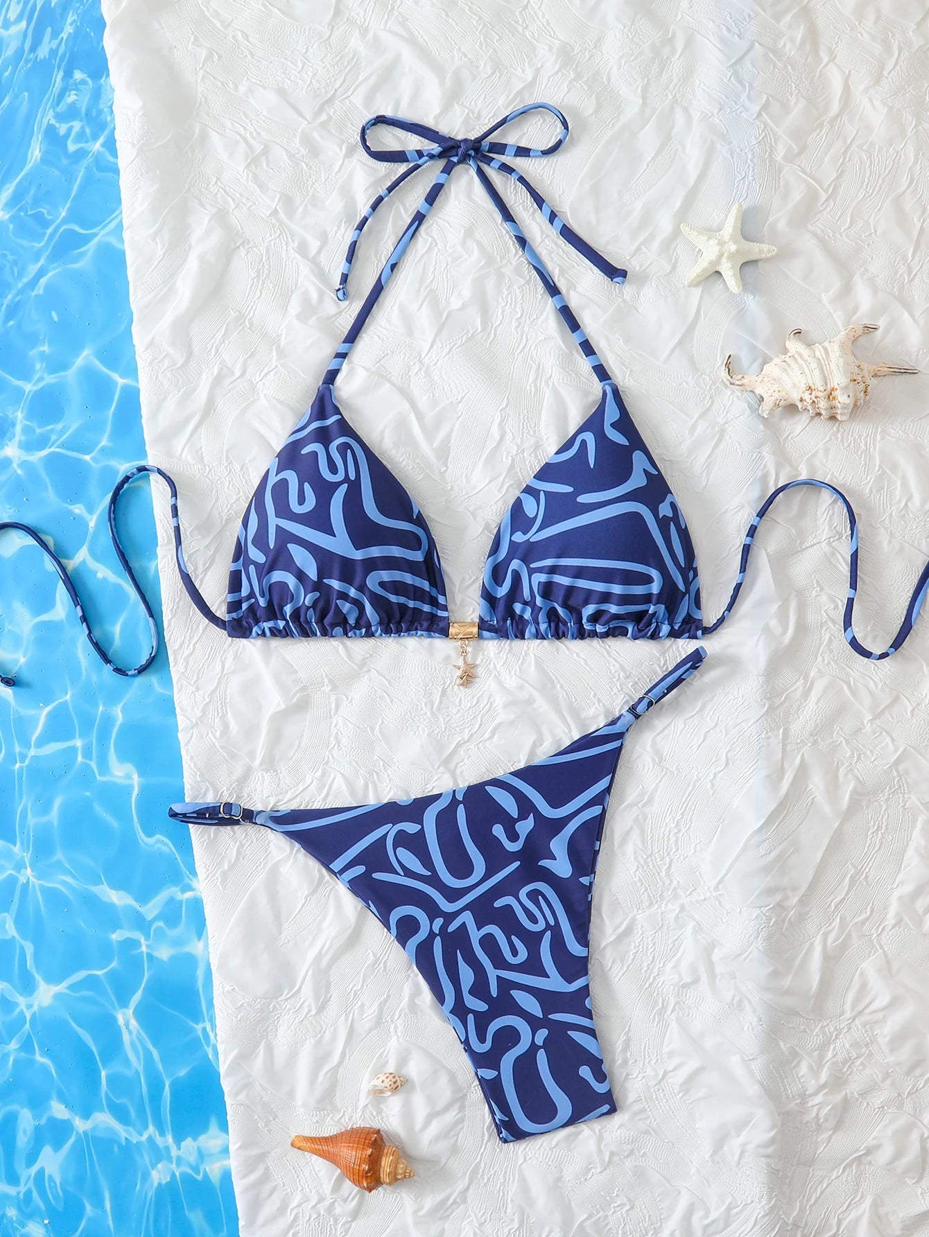 Voguable  Triangle Halter Thong Bikinis Women Sexy Printed Swimsuit Leopard String Swimwear Female Bathers Bathing Swimming Swim Suit voguable