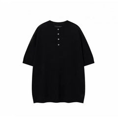 Voguable  Summer Solid Color Henley Neck Short Sleeve T-Shirt  Men's Breathable Cotton Crew Neck Casual Tee Regular  Fit Clothing XXL voguable