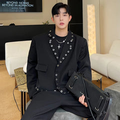 Voguable 2024 Spring Trendy New Buttoned Decorate Design Blazer Coat Men's Stylish Luxury Design Short High Street Jacket voguable