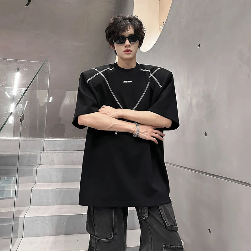 Men Cotton Tshirt Crew Neck Line Design Soft Comfortable Casual Streetwear Slim Fit Breathable Top Tee Shirt Fashion Trendy voguable