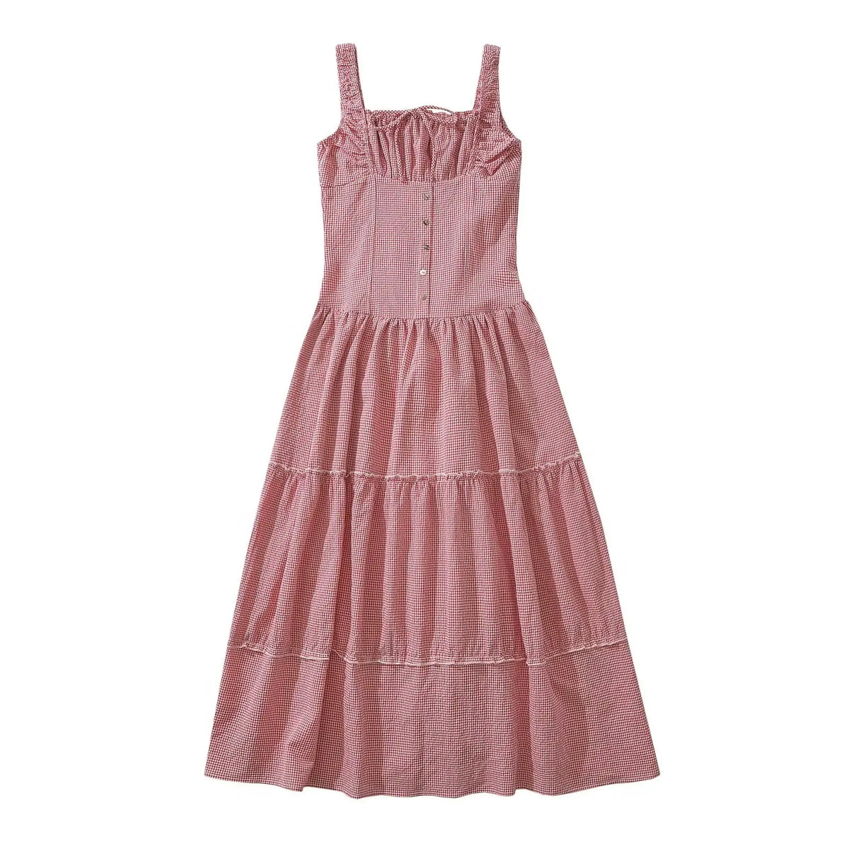 YENKYE Women Sexy Ruched Chest Corset Style Sling Long Dress Low Waist Sleeveless Female Holiday Summer Robe voguable