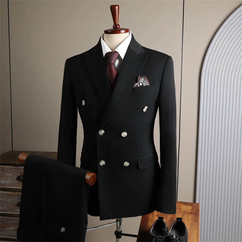 Voguable  New Classic Business Men's 2-Piece Suit Jacket Pants Slim Fit Groom Formal Event Men Clothing Temperament Wedding Dating Office voguable