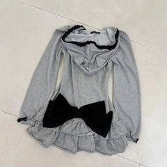 Voguable  New autumn and winter cat ear hooded zipper black lace lace lace waist cinching slim fit jacket hoodie voguable