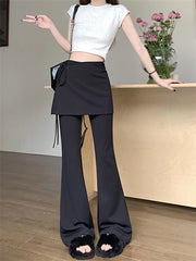 Voguable Black High Waist Slim Mopping Pants Women Minimalist Chic New 2024 Summer Office Lady Streetwear Casual Flare Trousers voguable