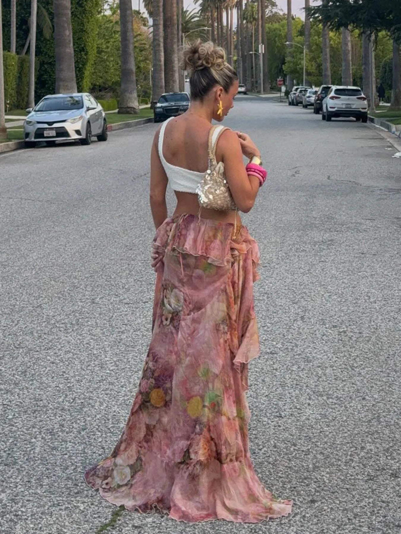 Voguable Vacation Floral Printed Ruffle Half Bodycon Skirt Low Waist Y2K Aesthetics Lace Skirt Harajuku Grunge Fairycore Clothes voguable