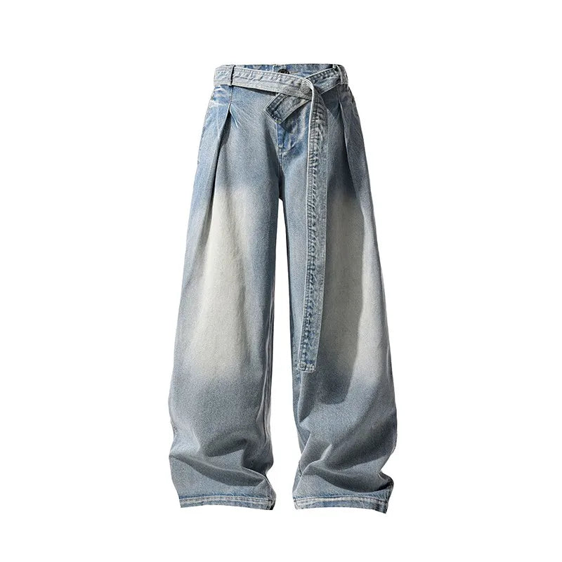 Vintage Wash Light Blue Relaxed Fit Jeans 2025 New Arrival High Quality Distressed Denim Pants for Men Streetwear Fashion Youth voguable