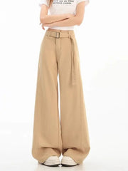Belt Retro Khaki Jeans Women Y2K High Waist Loose Streetwear Denim Pants Casual American Vintage Autumn Wide Leg Trousers voguable