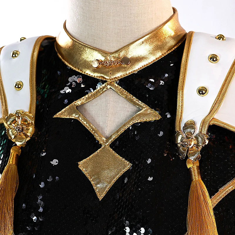Rumi Zoey Mira Cosplay KPop Demon Hunters Cosplay Costume Wig Women Black Golden Suit Halloween Party Role Playing Outfit voguable
