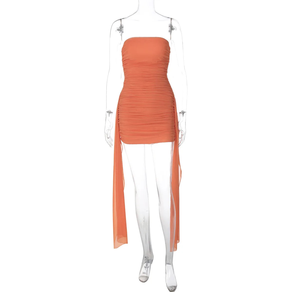 Mozision Off-shoulder Draped Ruched Sexy Mini Dress For Women 2025 Fashion Strapless Backless Sleeveless Club Dress Elegant voguable