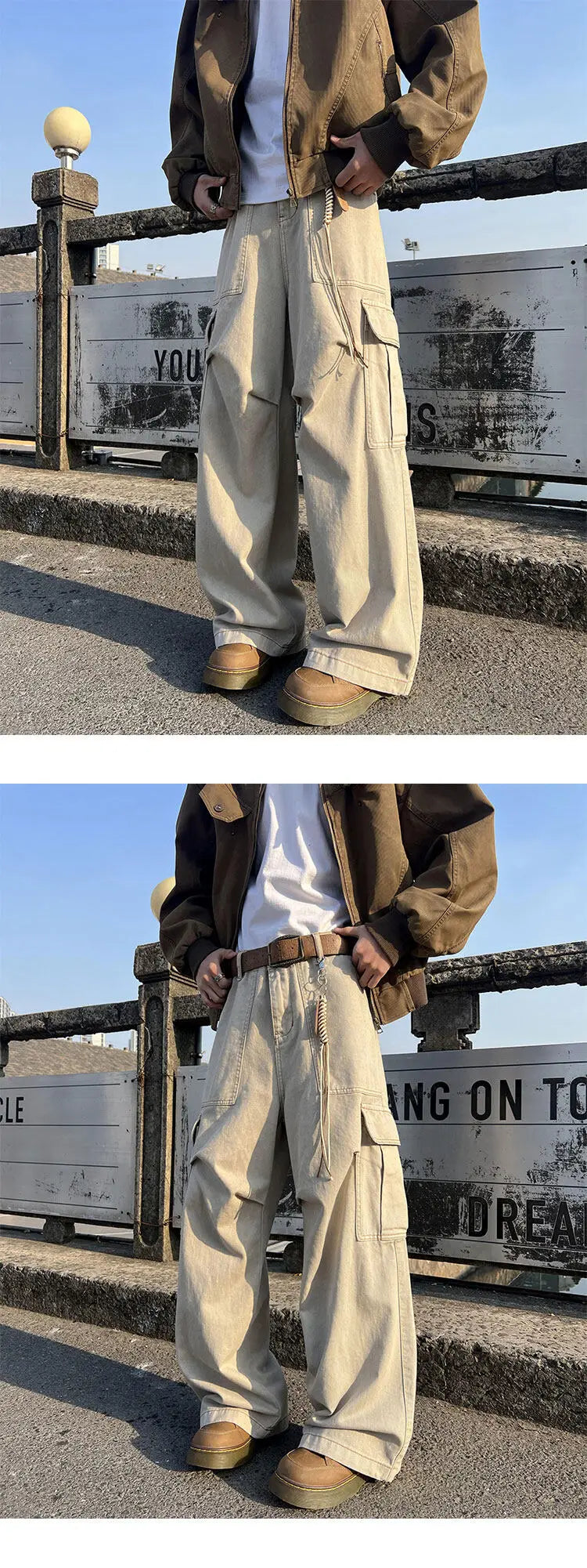 Mens Casual Workwear Cargo Pants Loose Fit Straight Wide Leg Multi Pocket Utility Tactical Outdoor Hiking Durable Heavy Duty voguable
