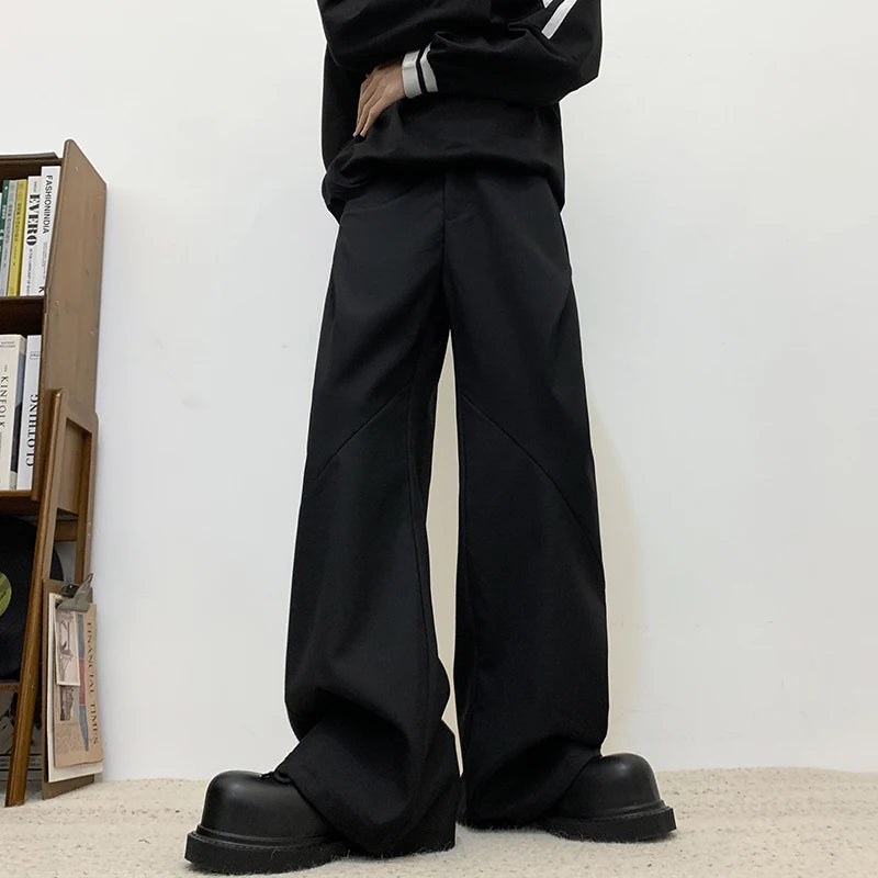 Voguable Fashion Elegant Loose Straight Casual Pants Men's 2024 New Solid Color Original Male Pleat Trousers voguable