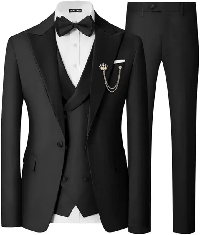 Voguable  Customized Formal Suits for Men, 3 Pieces Blazer Vest and Pants Set, One Button Wedding Dresses, Business Tuxedo Suits voguable