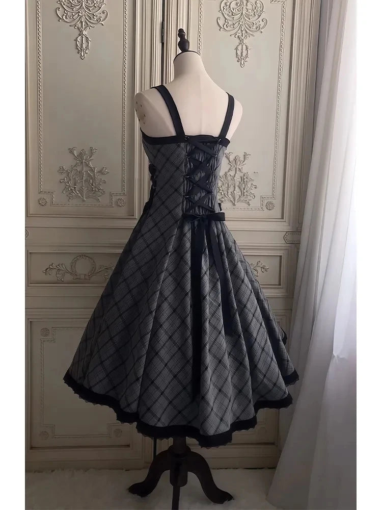 Voguable  Retro High-End Feeling Women's Dress Summer New Color Block Belted Waist Halter Full Skirt Long Dress Polyester Fiber voguable