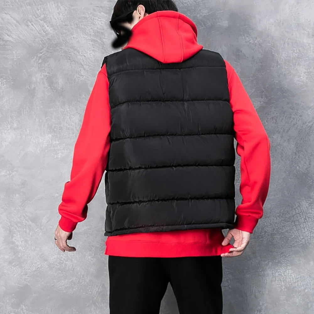 Mens Vest Jacket Warm Sleeveless Jackets Winter Waterproof Zipper Coat Autumn Stand-up Collar Casual Waistcoat Brand Clothing voguable