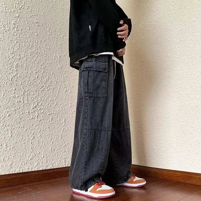 Y2k Style Casual Hip Hop Jeans for Men Wide Leg Loose Straisht Cargo Trousers Harajuku Streetwear Fashion Pants New for Male voguable