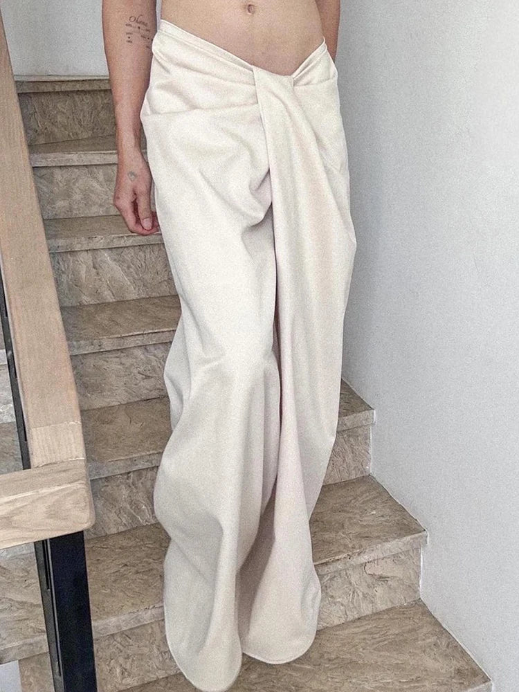 Voguable 2024 New Irregular Design Low Waist Baggy Wide Leg Trousers Y2K Streetwear Loose Pants Fashion Women Casual pantalones voguable