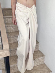 Voguable 2024 New Irregular Design Low Waist Baggy Wide Leg Trousers Y2K Streetwear Loose Pants Fashion Women Casual pantalones voguable