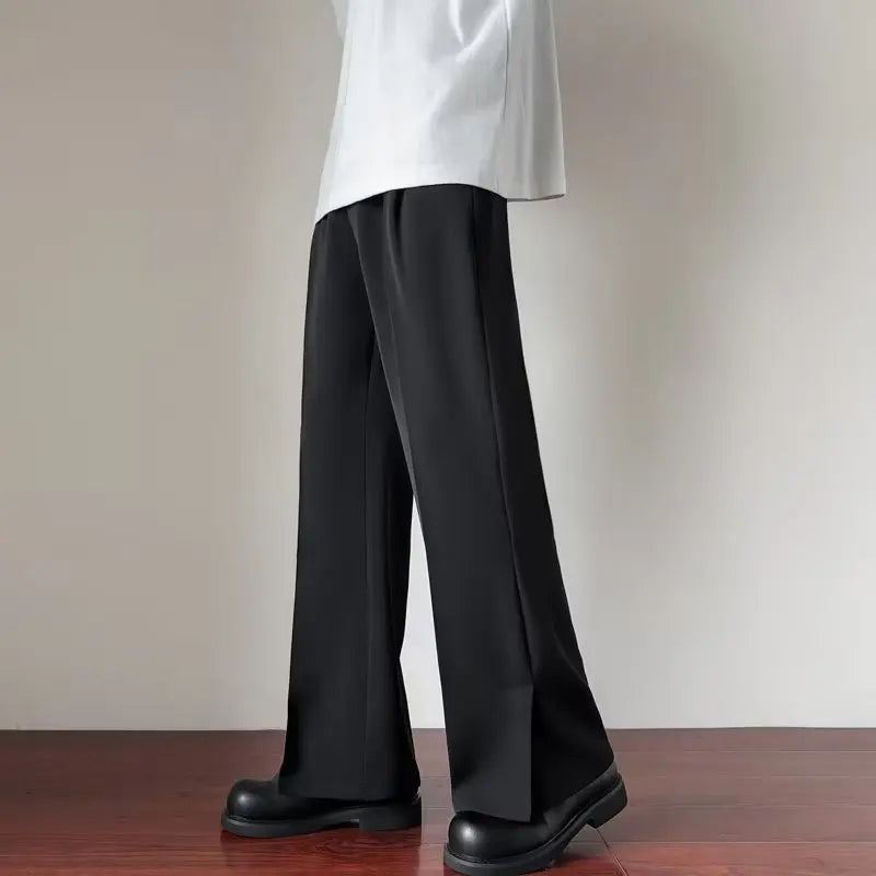 Fashion Spring Autumn Men Split High Waist Trousers Male Long Thin Solid Color Pant Men's Casual Straight Suit Pants voguable