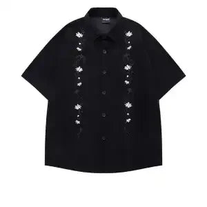 Voguable  Casual and Versatile Men's Retro Japanese Trendy Brand Short-sleeved Shirt Fashionable Casual Loose Cardigan voguable