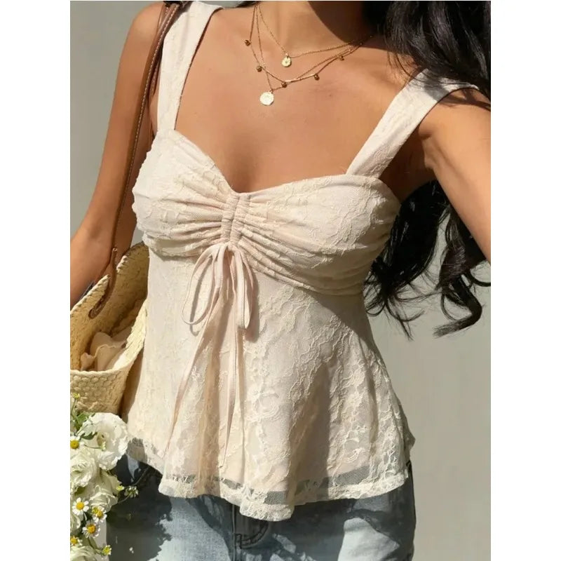 Voguable  Y2K Street Style Square Neck Backless Solid Color Women Camisole Tops Summer Fashion Casual Sleeveless Spicy Girl Vest New voguable